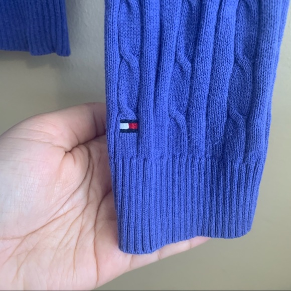 Purple-Blue Tommy Hilfiger Knit V Neck Sweater - Picture 2 of 5
